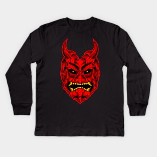 RED DEMON SANURAI MASK Kids Long Sleeve T-Shirt